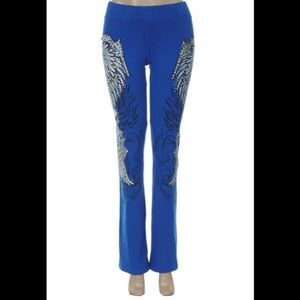 Platinum Plush Skull and Wing Plush Lounge Pants